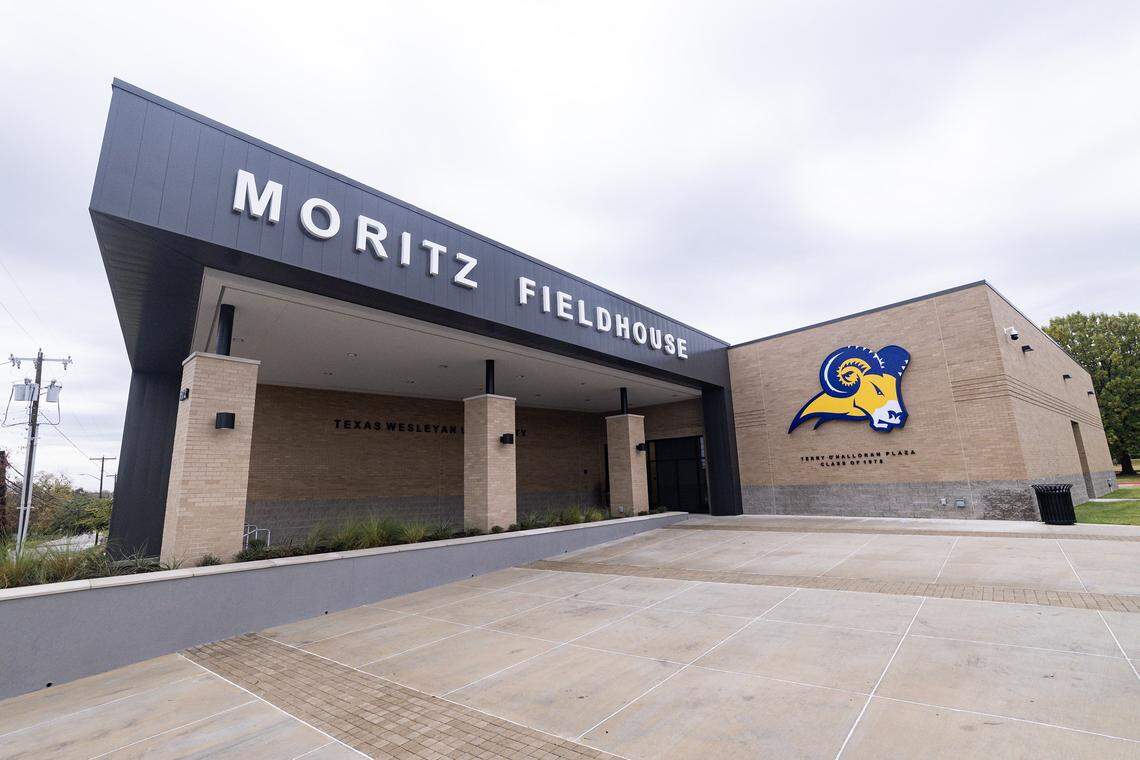 The outside of the new Moritz Fieldhouse at Texas Wesleyan University. 