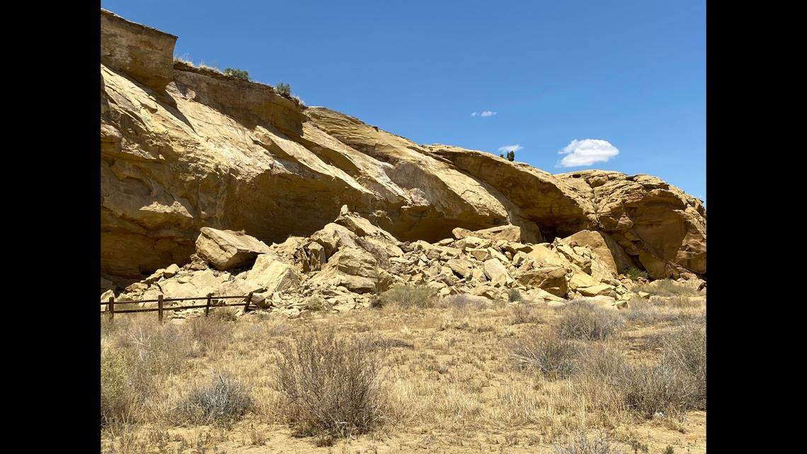 Large chunks of a 50-foot cliff in New Mexico’s Chaco Culture National Historical Park fell twice in July, and experts say it was due to the heat.