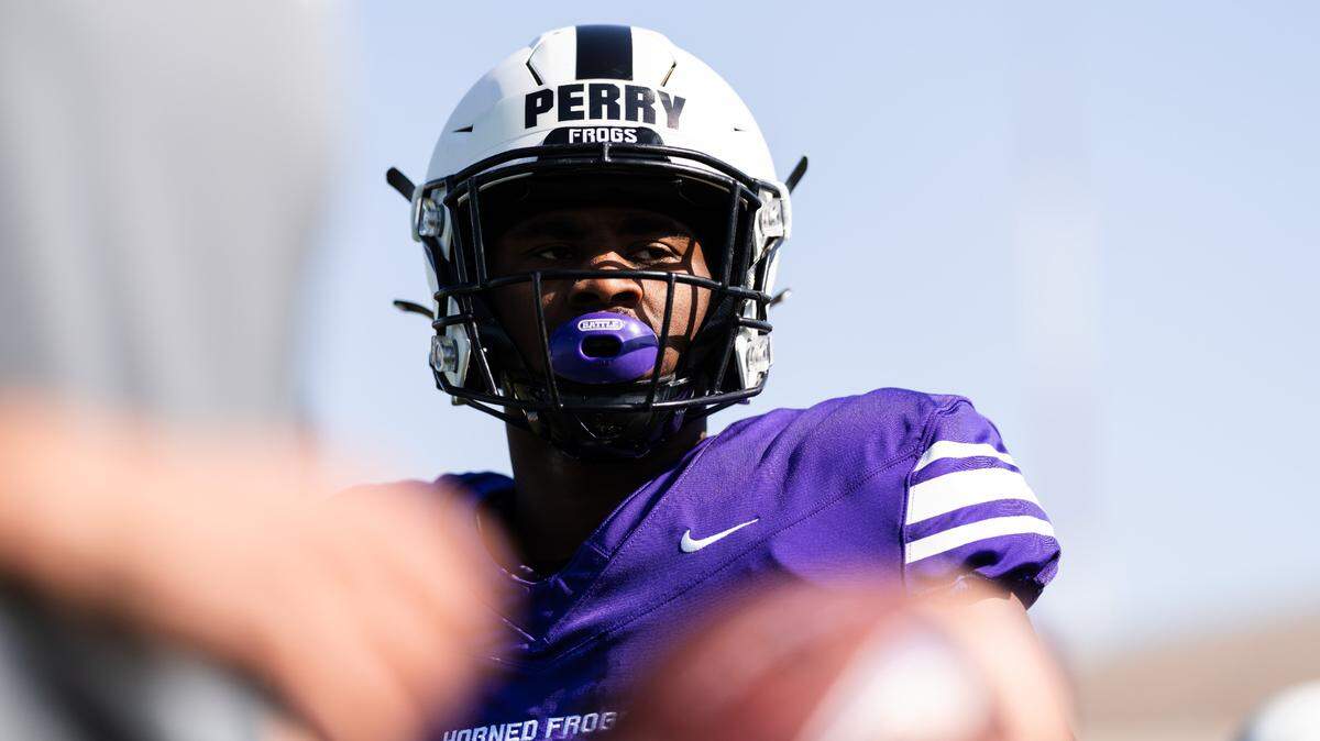 TCU safety Mark Perry, a transfer from Colorado, has emerged as one of the defense’s leaders this spring.