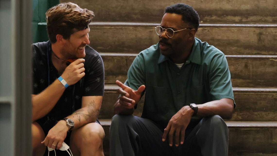 (L-R): “Sing Sing” director Greg Kwedar and star Colman Domingo on set.