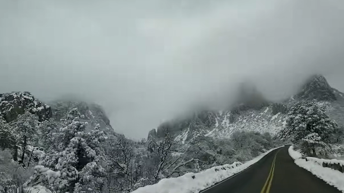 Heavy snow fall blanketed much of Big Bend National Park, video shows.
