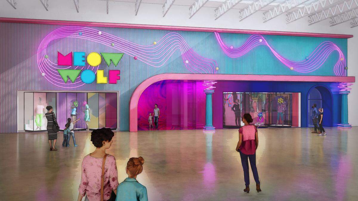 A rendering of Meow Wolf’s newest interactive exhibit at the Grapevine Mills mall, slated to open in 2023.