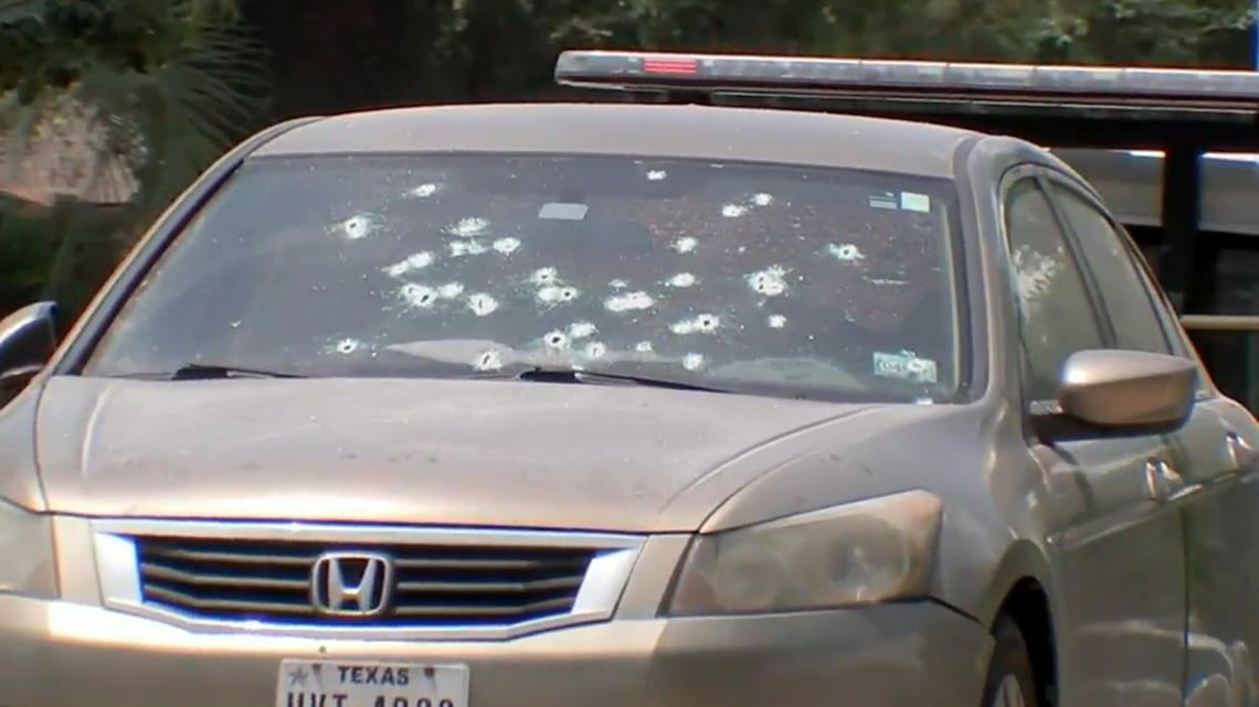 A woman was killed early Tuesday morning when she was fired upon after exiting her vehicle, Texas cops say.