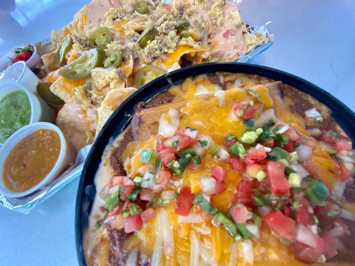 Tamale nachos, top, and a tamale bowl at Tommy Tamale.