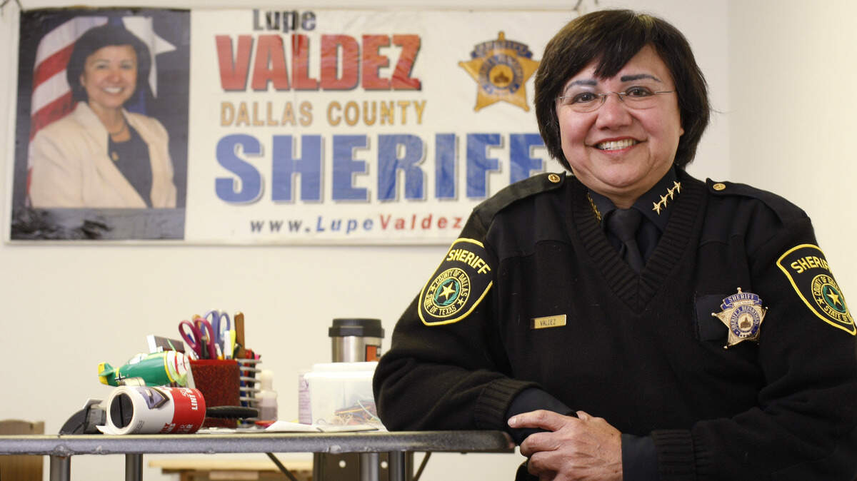 Dallas County Sheriff Lupe Valdez pauses after talking about her re-election on Oct. 28, 2008.