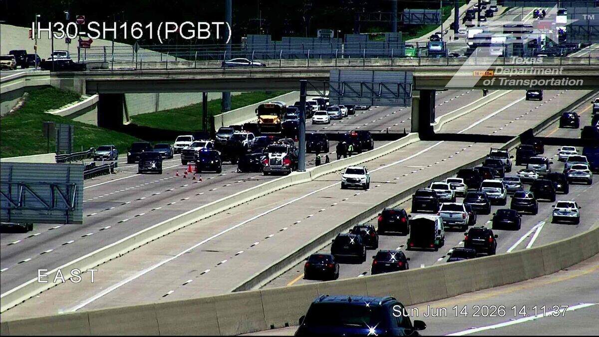 All westbound lanes of I-30 are closed after a crash near the President George Bush Turnpike Sunday afternoon.