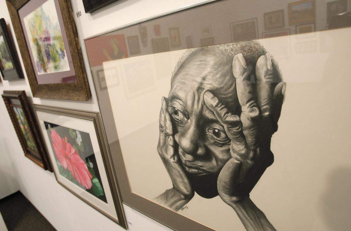 A pencil drawing called "And you thought you were having a bad day" by Barry G. King was one of the 405 entries at the Fort Worth Community Art Center biennial exhibit on March 9, 2010.