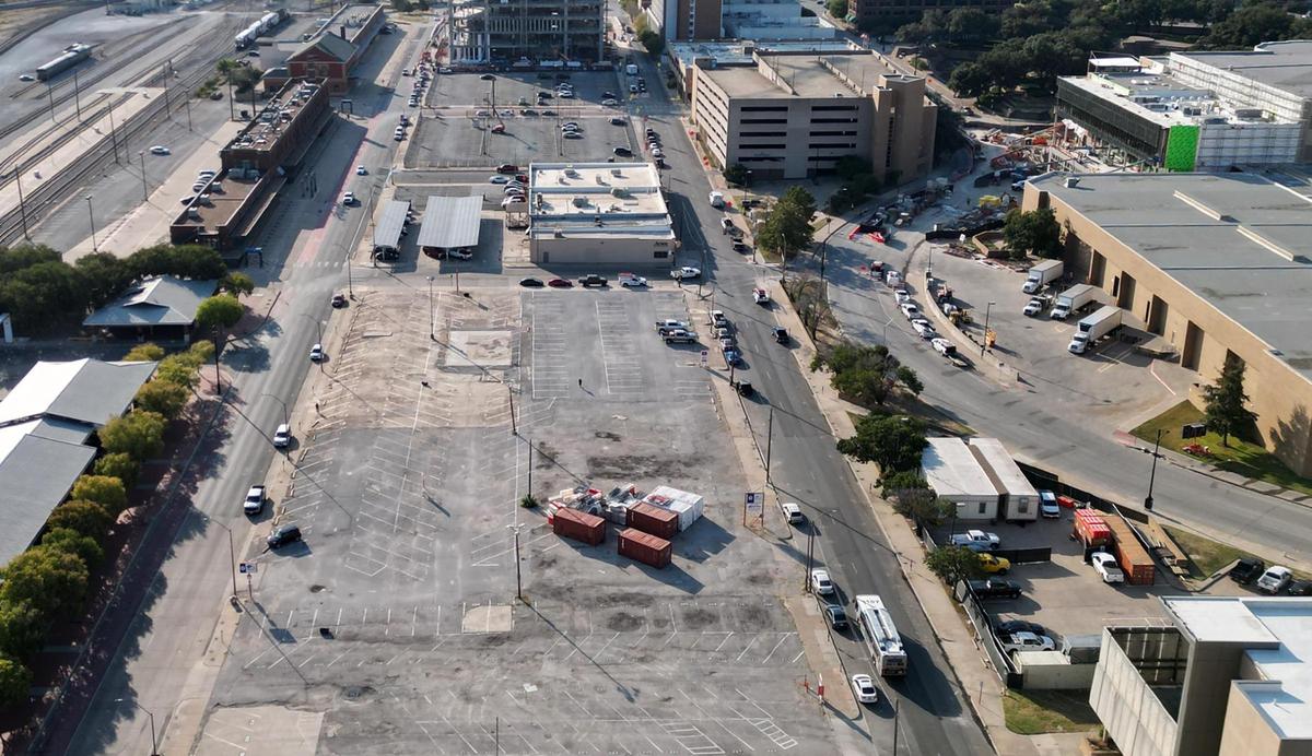 The area across the street from the Fort Worth Central Station on Friday, Oct. 18, 2024. The Amon G. Carter Foundation pledged to donate the property to Texas A&M.