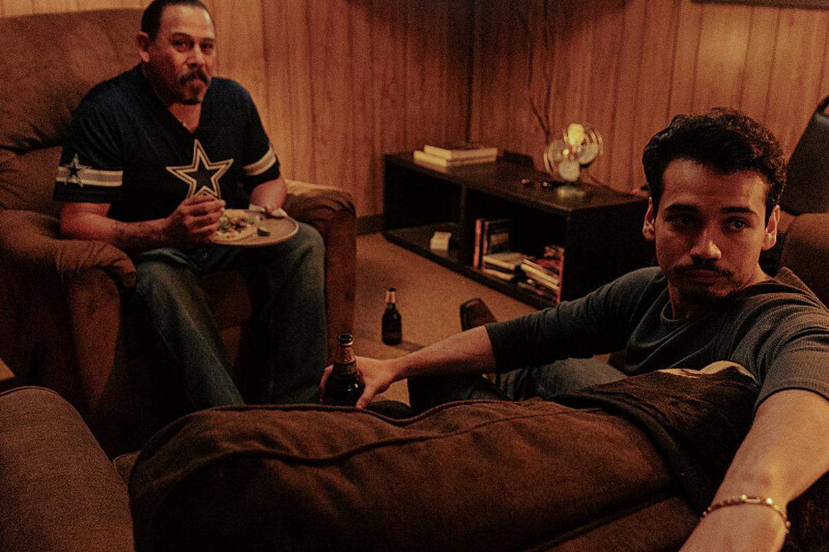 (L to R) Emilio Rivera as Luis Medina and Adrian Hernandez as Craig in season 1, episode 1 of “Landman” streaming on Paramount+.