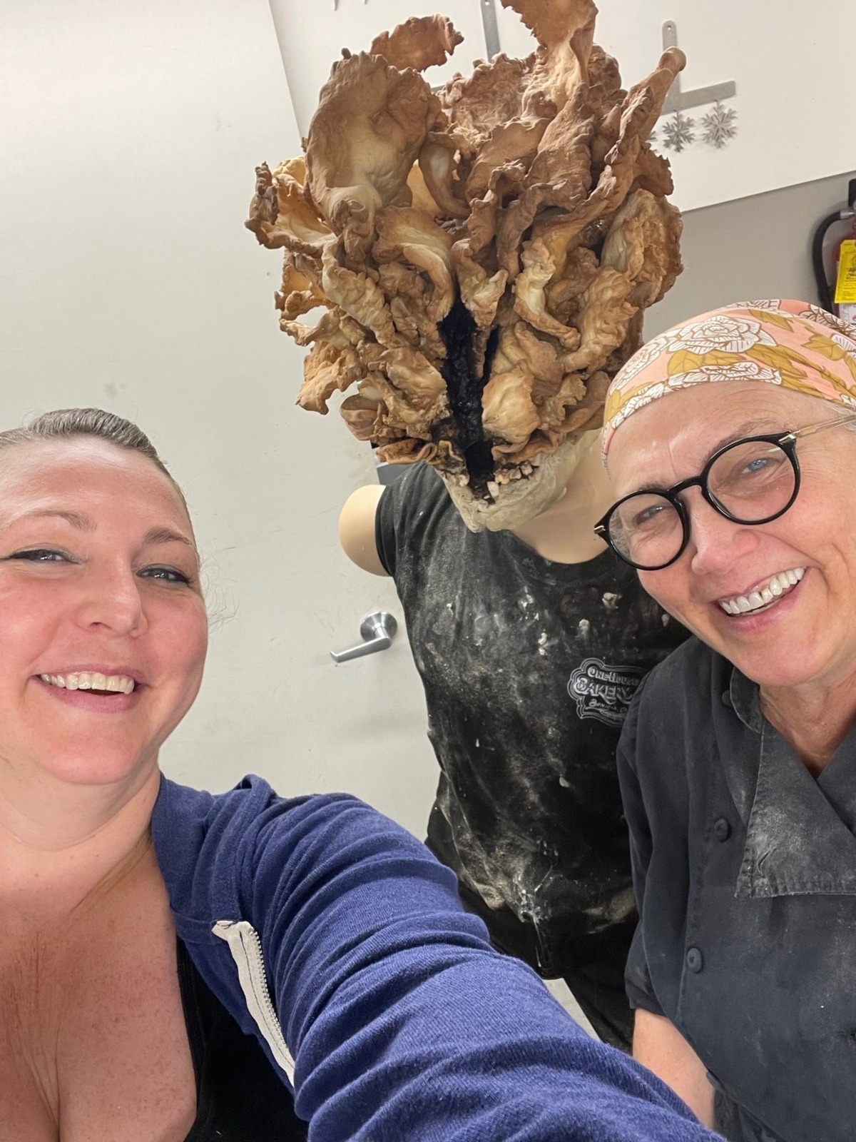 Hannalee and Catherine Pervan pose with their creation.
