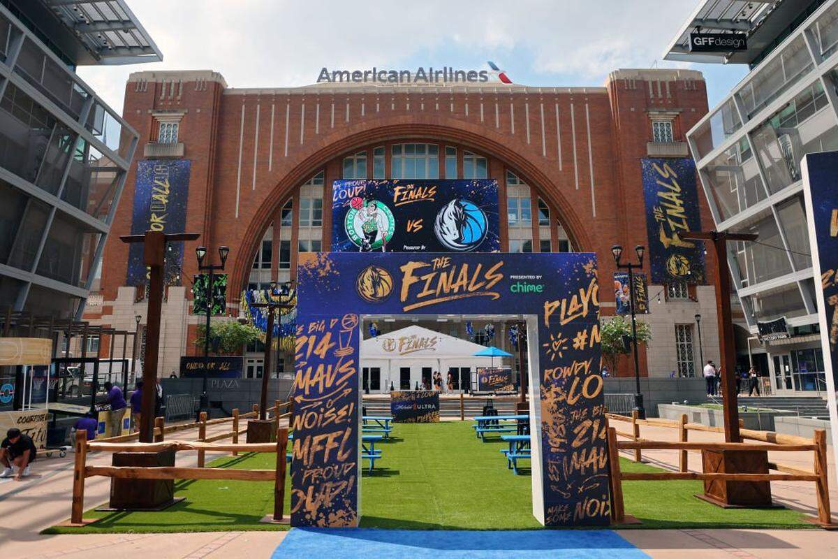 DALLAS, TEXAS - JUNE 12: A general view outside the arena before Game Three of the 2024 NBA Finals between the Boston Celtics and Dallas Mavericks at American Airlines Center on June 12, 2024 in Dallas, Texas. NOTE TO USER: User expressly acknowledges and agrees that, by downloading and or using this photograph, User is consenting to the terms and conditions of the Getty Images License Agreement. (Photo by Stacy Revere/Getty Images)