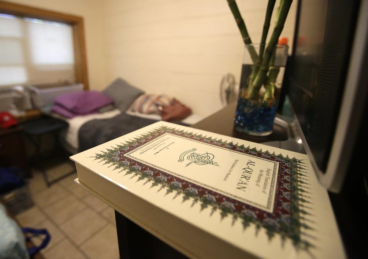 A copy of the Quran sits on a dresser at Khadijah’s House in Fort Worth, Texas on Wednesday, Aug. 15, 2018.