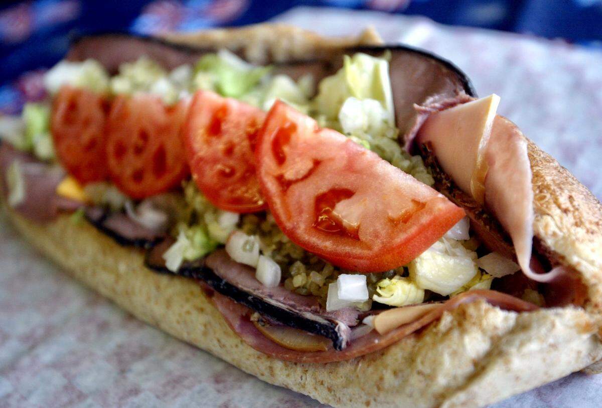 A foot-long sub sandwich from Jo-Ed’s Bomber in Pantego.