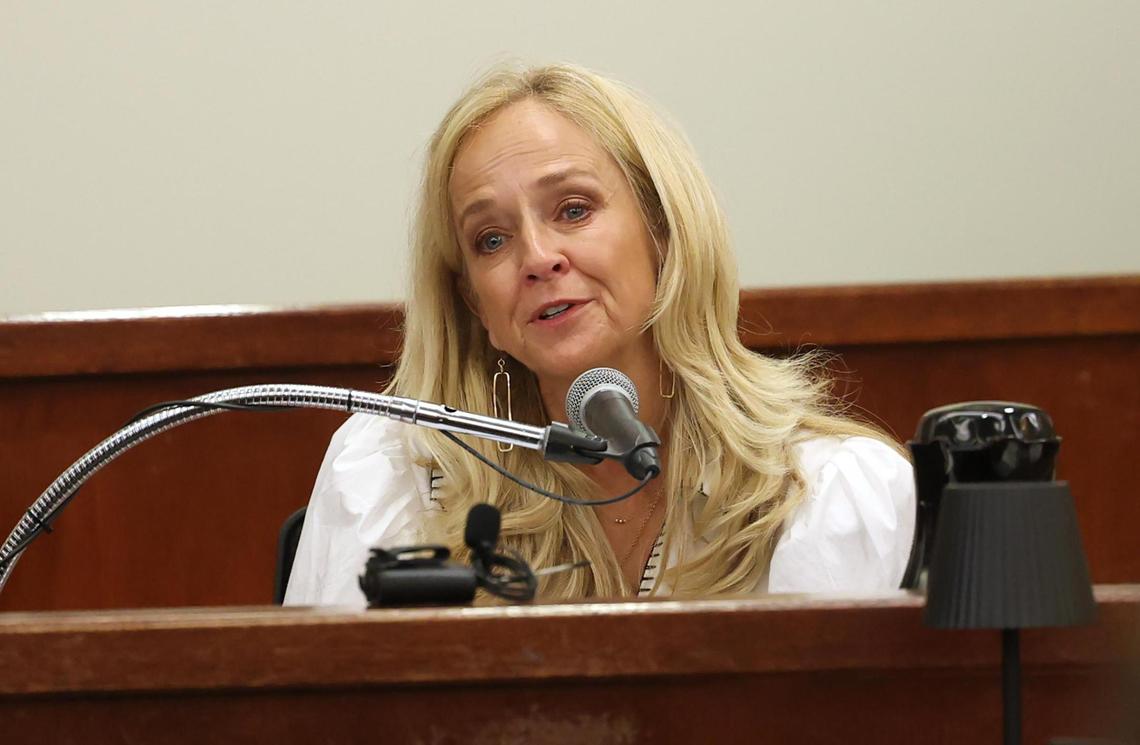 Dorree Jane Smith, mother of Wes Smith, gives a victim impact statement after Matthew Purdy, 23, pleaded guilty to the murder of her son on Thursday, June 26, 2025, at the 432nd District Court in Fort Worth.