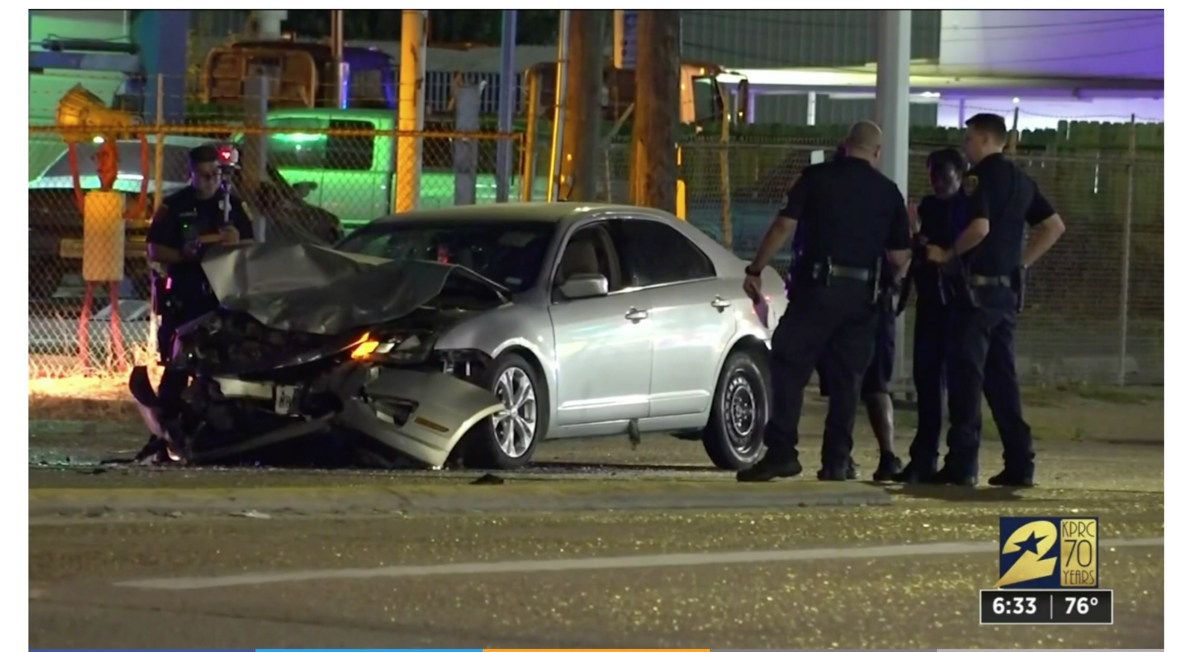 Police in Texas say they are still looking for the occupants of a car that was involved in a hit-and-run in Houston on Saturday.