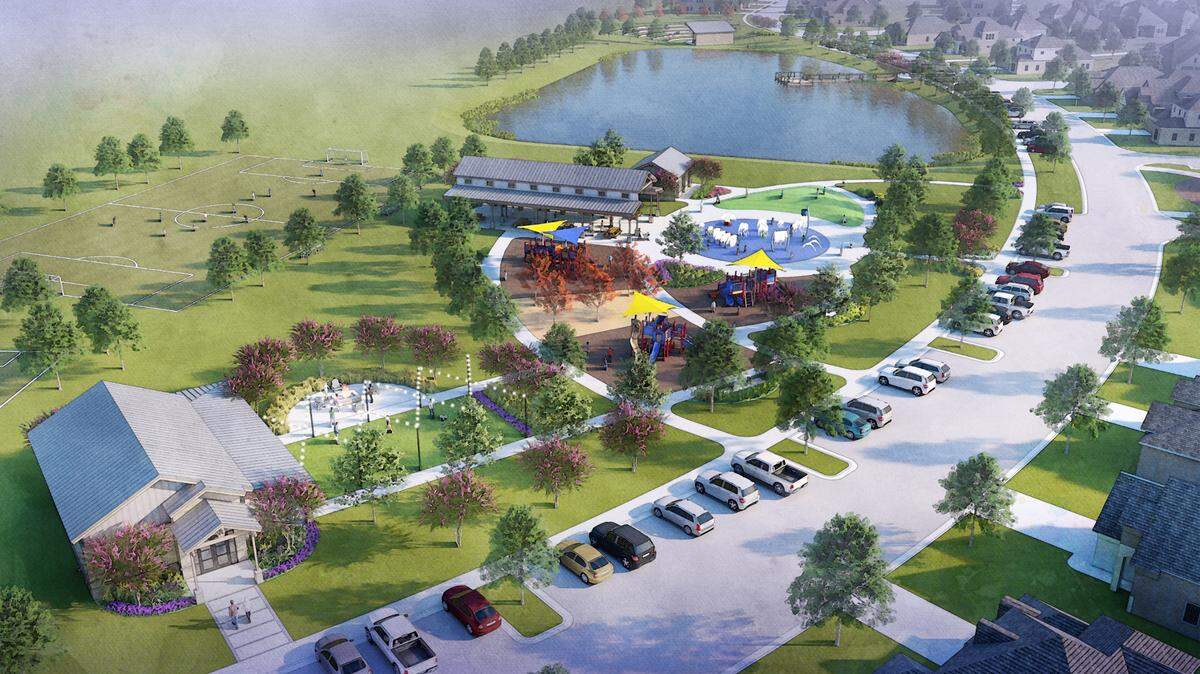 An artist’s rendering of the Chisholm Summit community park. Chisholm Summit is an 800-plus-acre development in Burleson near the Chisholm Trail Pkwy. It is set to open in 2026.