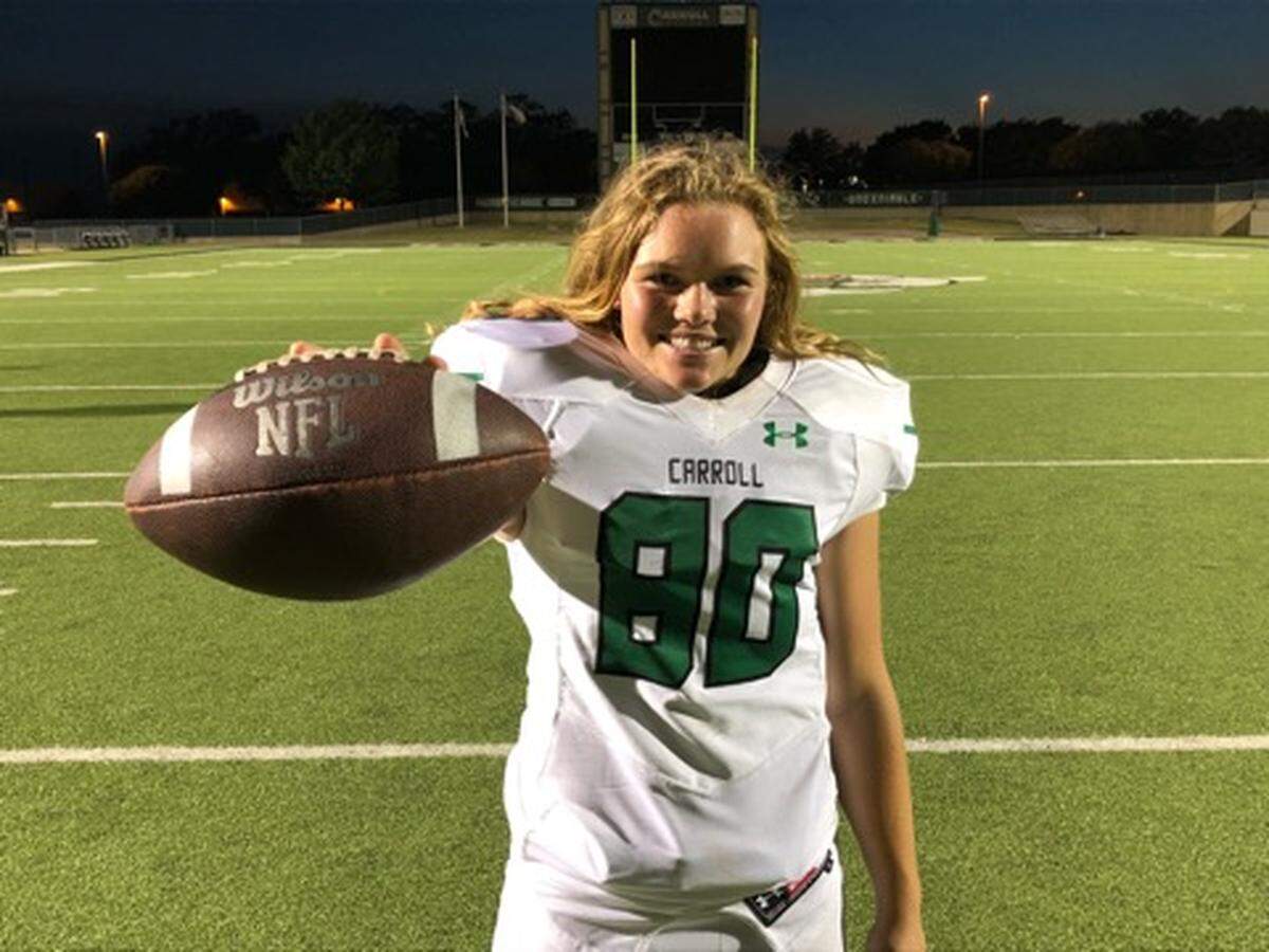 Madi Martin, Southlake Carroll’s standout goalkeeper, will be on the pads during the 2018 football season.