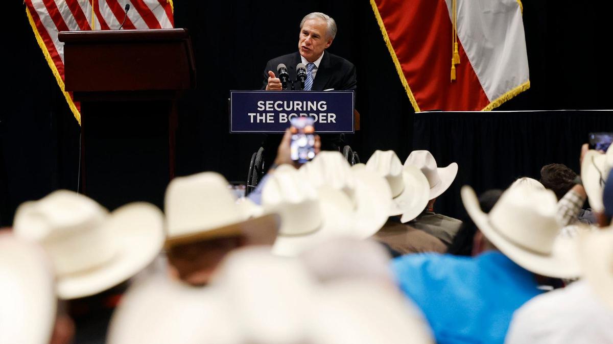 Governor Greg Abbott speaks at the Sheriffs’ Association of Texas 2024 Annual Training Conference held at the Fort Worth Convention Center on Tuesday, July 23, 2024. Abbott announced late Tuesday night that he deployed Texas National Guard Troops to San Antonio ahead of protests planned for Wednesday night.