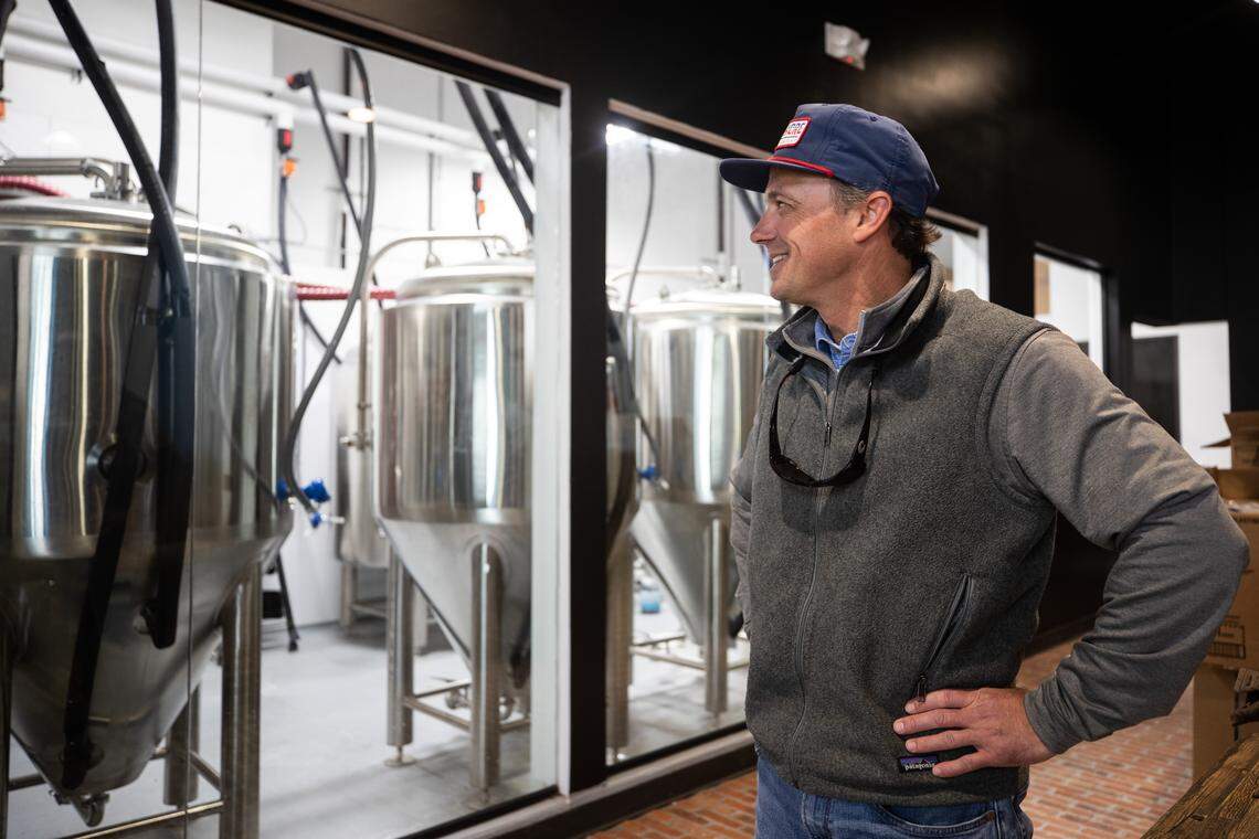 John Pritchett, founder and CEO, looked at brewing tanks at the then-new Wild Acre Brewing Co. April 14, 2020, in Fort Worth.