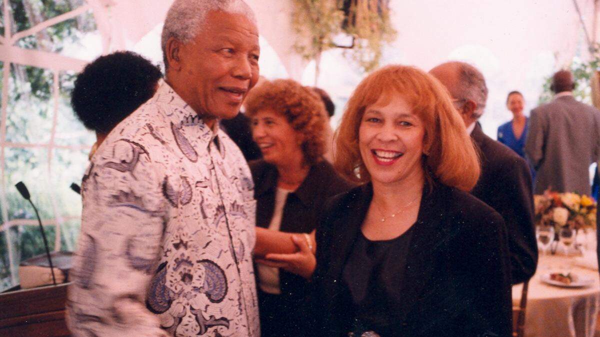 State Rep. Helen Giddings, a DeSoto Democrat, with Nelson Mandela on September 23, 1998 at the South African Embassy where he received the Congressional gold medal. Giddings is currently the Honorary Consul to South Africa in Texas.