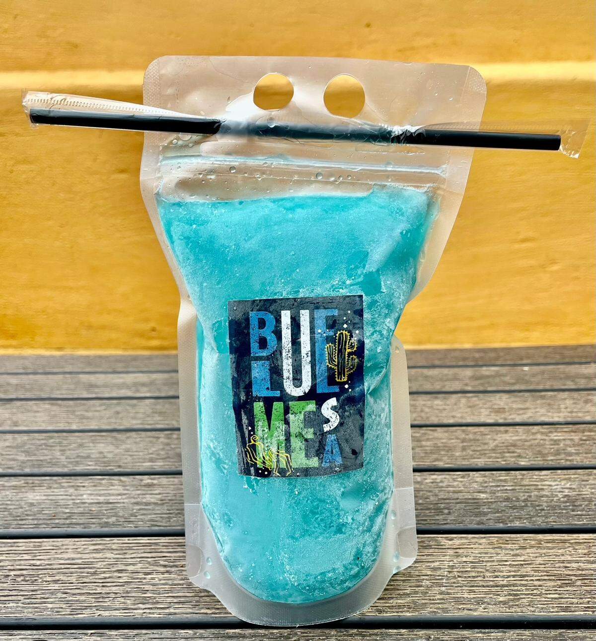 Blue Mesa’s margaritas to-go come in a 16-ounce pouch.