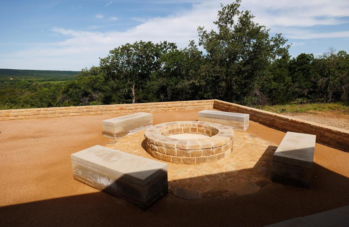 A fire pit is a feature of a newly construction pavilion at Palo Pinto Mountains State Park as seen on May 21 in Strawn. Guests will be able to reserve the pavilion when the park opens.