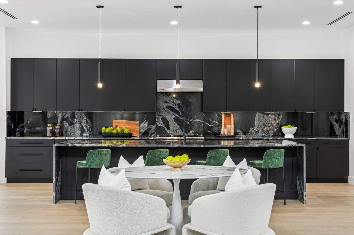 The modern kitchen is part of an open living concept.