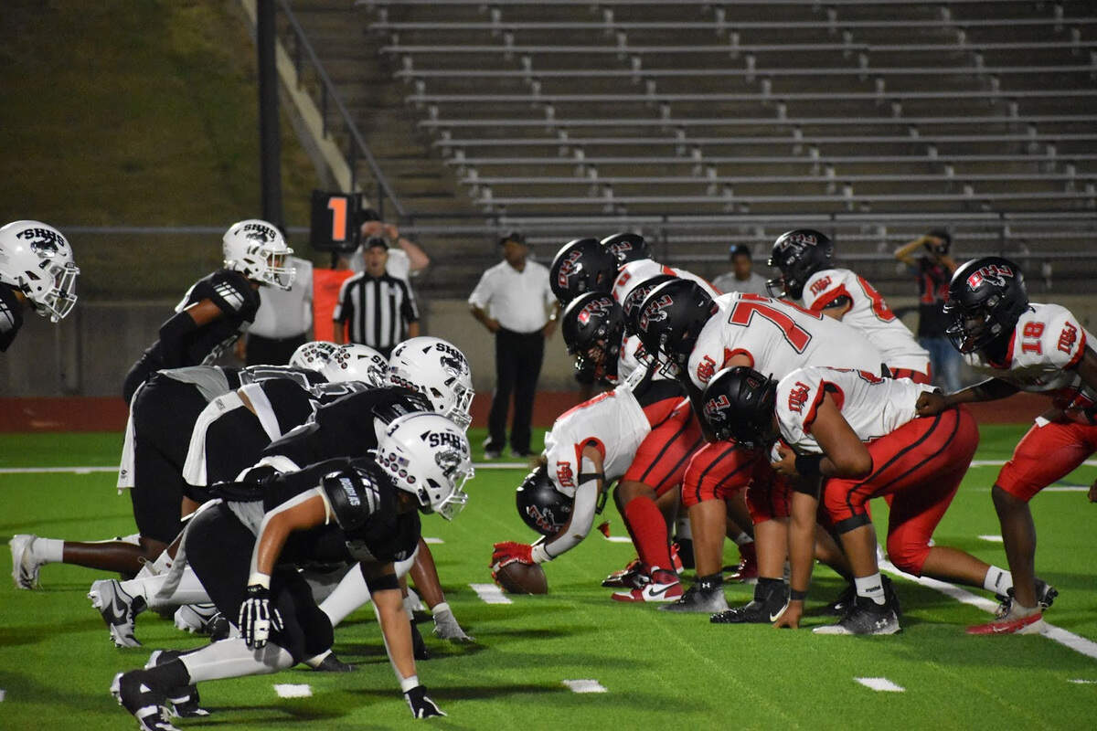 Fort Worth South Hills faces off against Fort Worth Diamond Hill-Jarvis during a high school football game at Clark Stadium in Fort Worth, Texas Thursday, August 29, 2024.