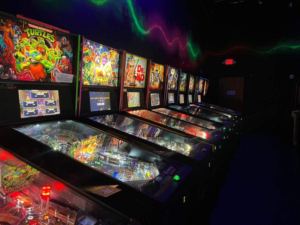 Pin ball machine galore at Free Play arcade off Magnolia Avenue in Fort Worth.
