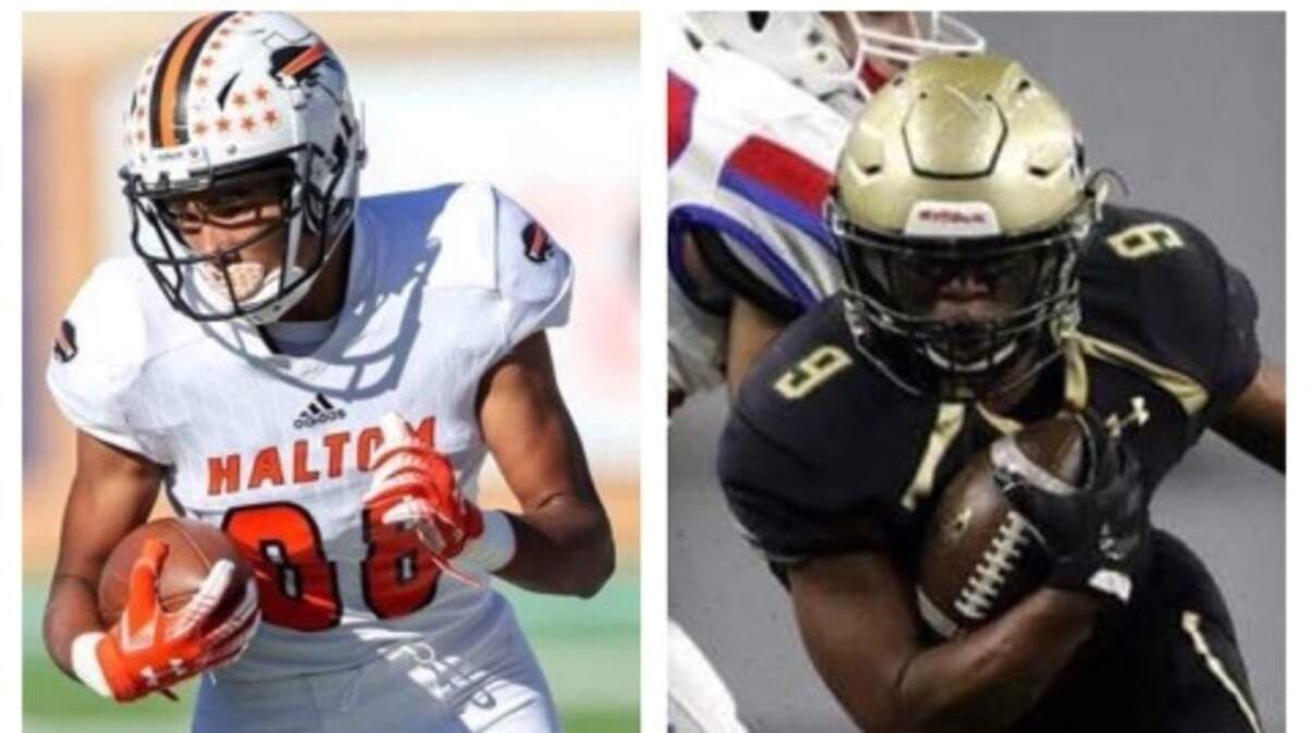 Haltom’s Jace Washington, left, and Birdville’s Laderrious Mixon.