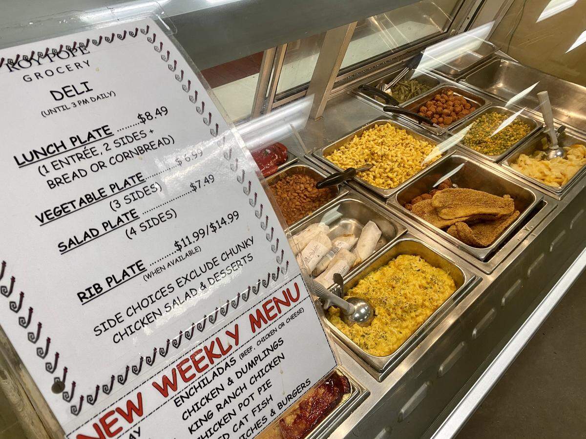 The old Roy Pope hot food line at a  “catfish Friday” lunch.