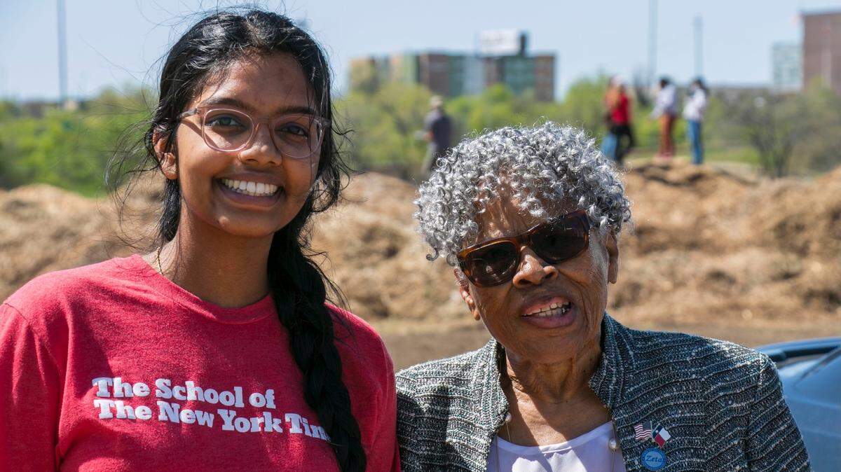 Maitri Kovuru, 17, is a rising senior at Paschal High School who volunteers at Opal’s Farm as student ambassador. The farm is named for Fort Worth activist Opal Lee (right).