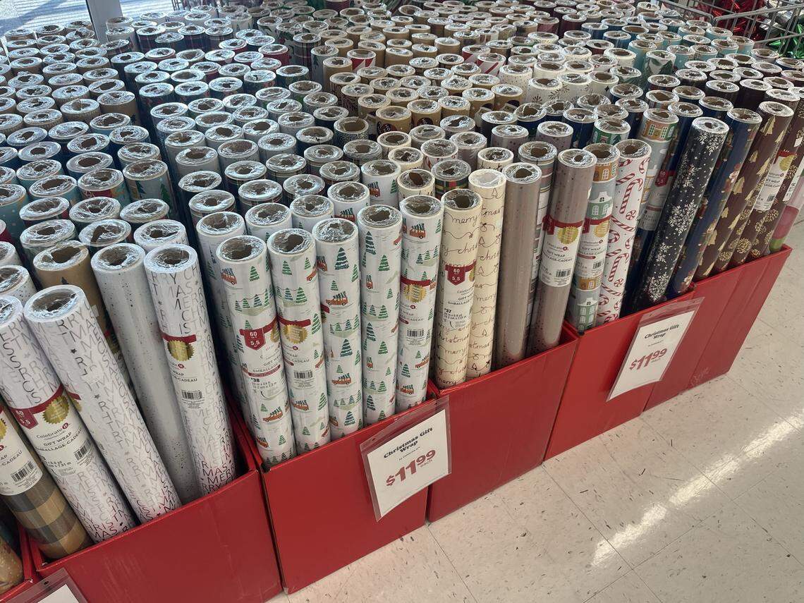 Wrapping paper at Michael’s on Nov. 18, 2025 in Fort Worth.