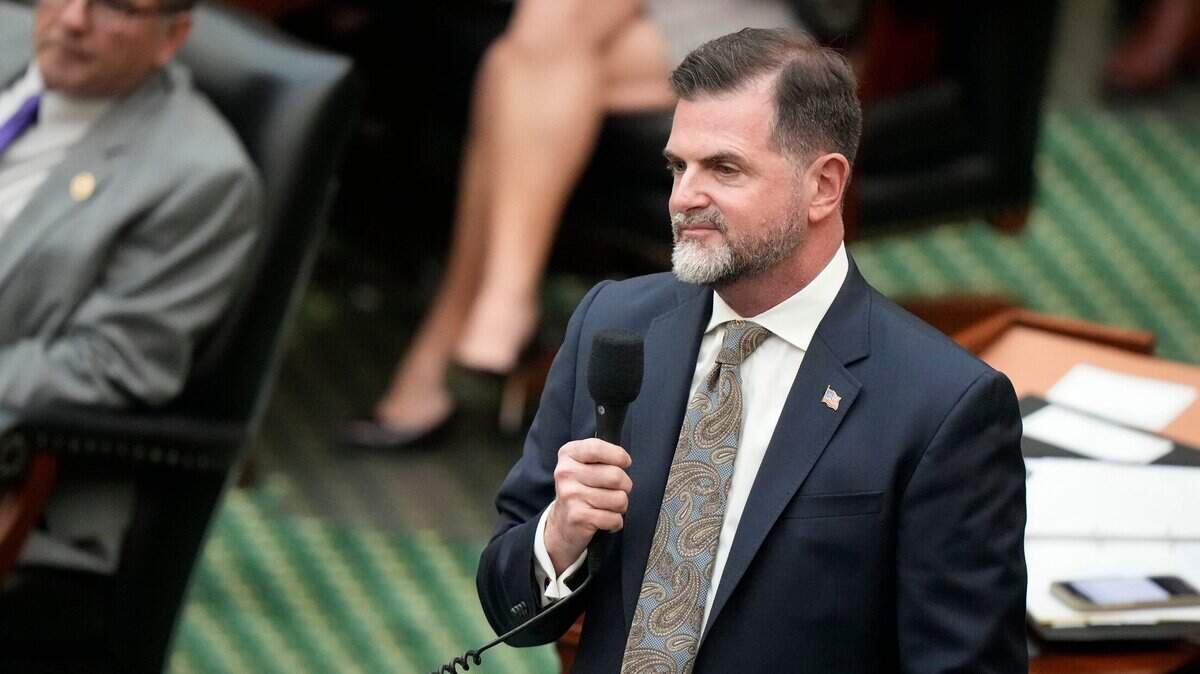 Sen. Brandon Creighton, R-Conroe, debates SB 2, the school voucher bill, at the Capitol Wednesday February 5, 2025.