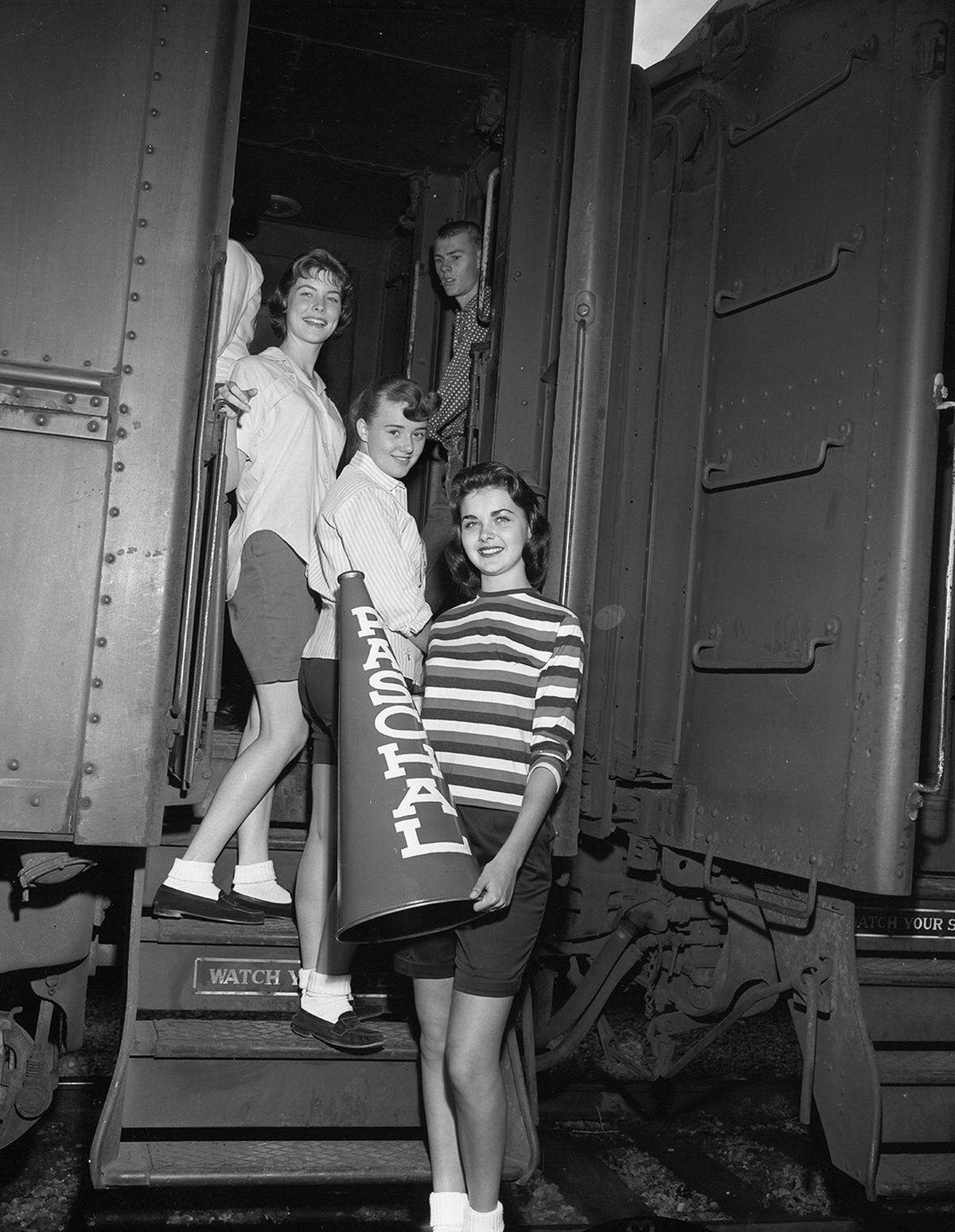 Sept. 13, 1958: These three sophmores were among 400 Paschal High School students, teachers and parents who left on a special Fort Worth and Denver train to attend the Paschal-Monterey high school football game day in Lubbock. From top: Betty Sturges, 15, Dianna McDowell, 14, and Sandra Jackson, 15.