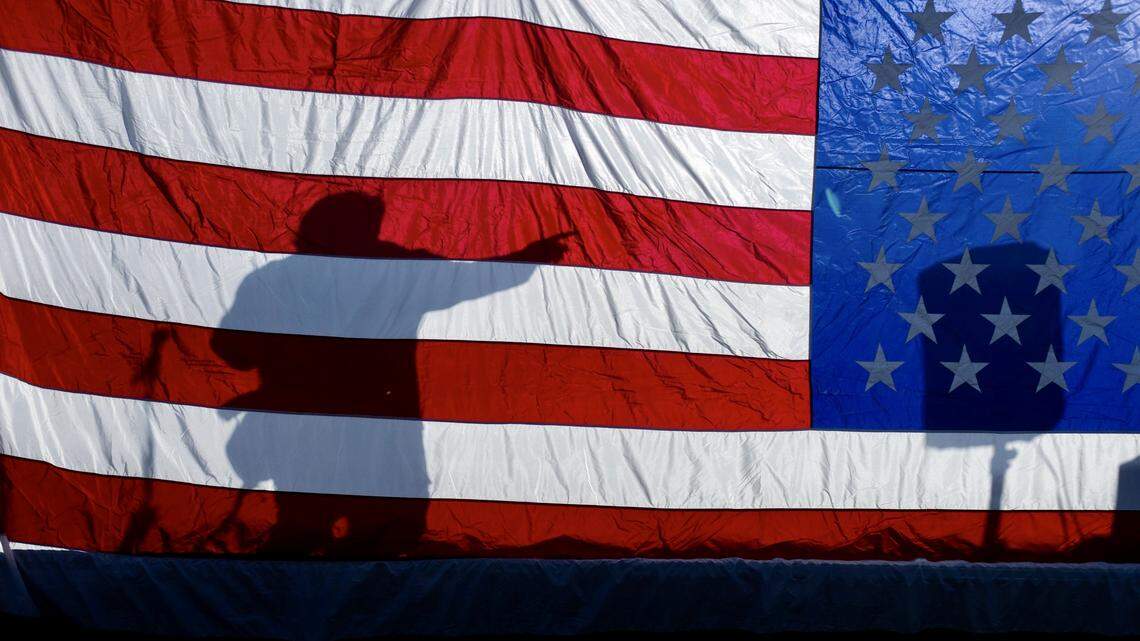 Oath Keepers founder Stewart Rhodes at a 2013 rally in Coeur d’Alene, Idaho.