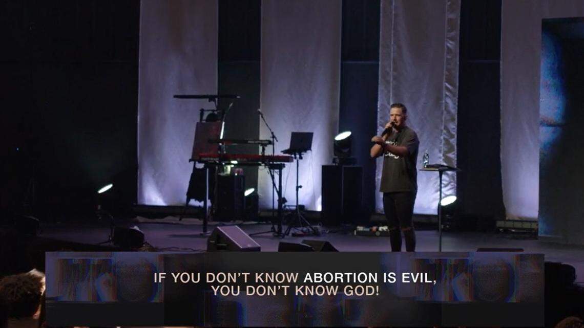 Landon Schott, lead pastor of Mercy Culture Church in Fort Worth, preached about abortion and LGBTQ rights.