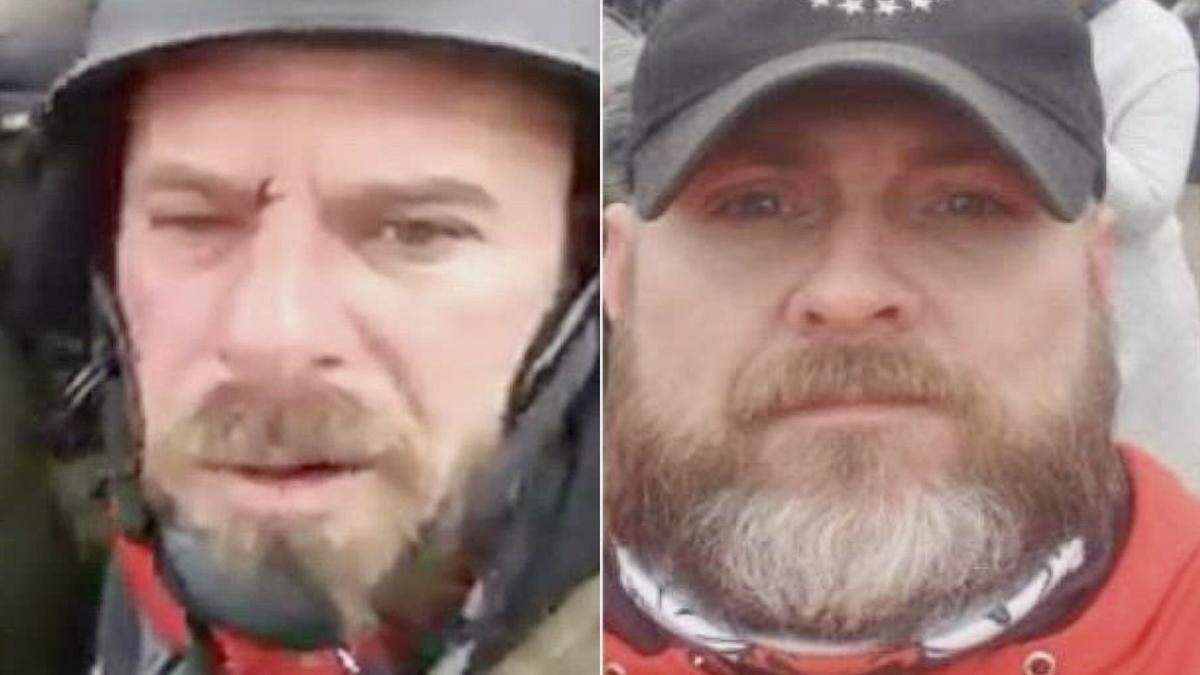 Wildlife pest exterminators Don Hazard, left, and Luke Denney face charges in connection with the U.S. Capitol breach.