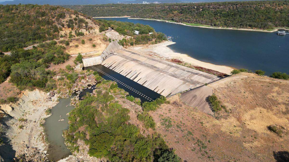 Lake Palo Pinto Dam on Friday, September 1, 2023, in Palo Pinto County. Lake Palo Pinto was around 35-percent full at the time as Palo Pinto County was in Drought Stage 2.