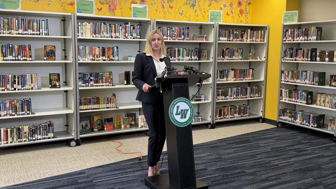 New state-appointed Lake Worth Superintendent Ena Meyers held a press conference hours after assuming the role on Thursday, April 23.