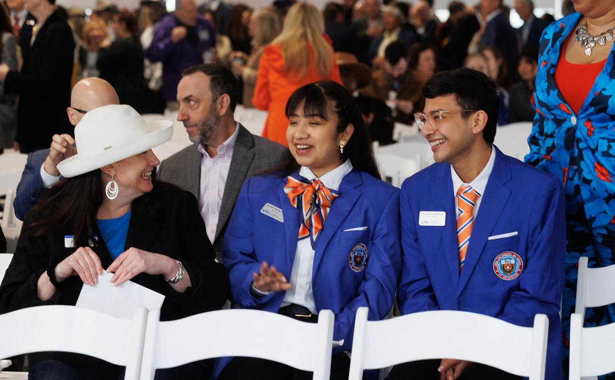 Guests mingle before the ground breaking for the new UTA West campus on Thursday, April 3, 2025.