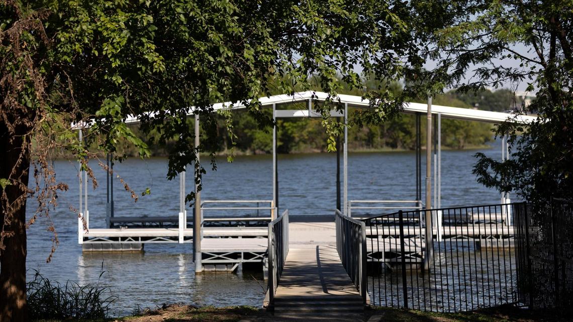 The Marine Creek Ranch Homeowners Assocation maintains a dock on Marine Creek Lake for residents to use in Fort Worth, Texas, on Thursday, Sept. 15, 2022.