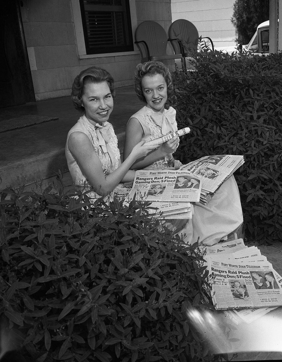 May 11, 1958: Sixteen-year-old twins Donna and Ronna DeVoll, are juniors at Paschal High School and rush every evening to make sure the Fort Worth Star-Telegram newspaper gets out on time.