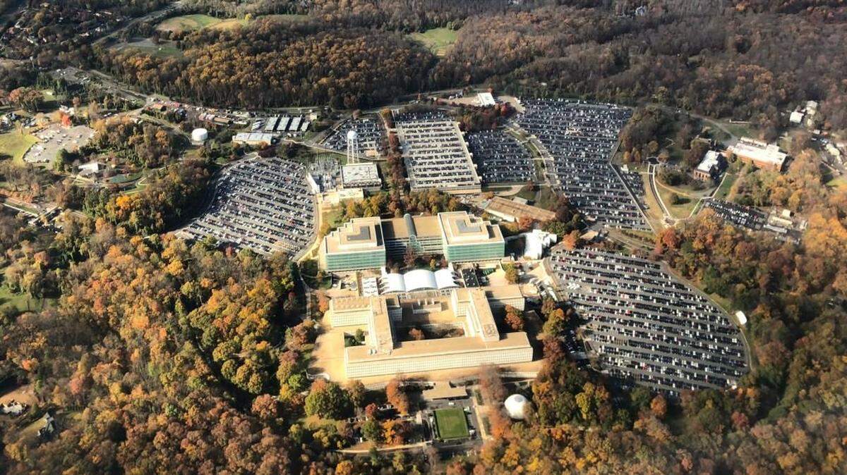 Aerial image of George Bush Center for Intelligence, the headquarters of the Central Intelligence Agency (the CIA), located in Langley in Virginia, United States, taken on Nov. 7, 2018.
