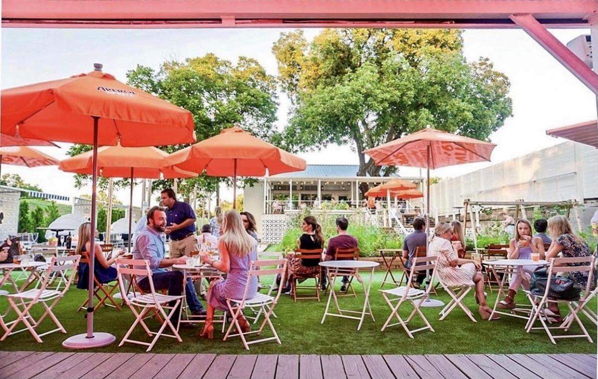 The patio at Gemelle next to Hotel Otto in Fort Worth.