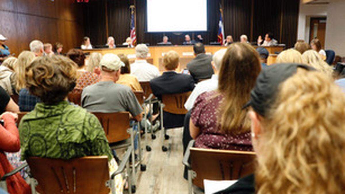 A packed house attended a GCISD School Board meeting at GCISD Administration Building in Grapevine on Monday. The board discussed pronoun usage and the teaching of Critical Race Theory. Almost 200 people signed up to talk.