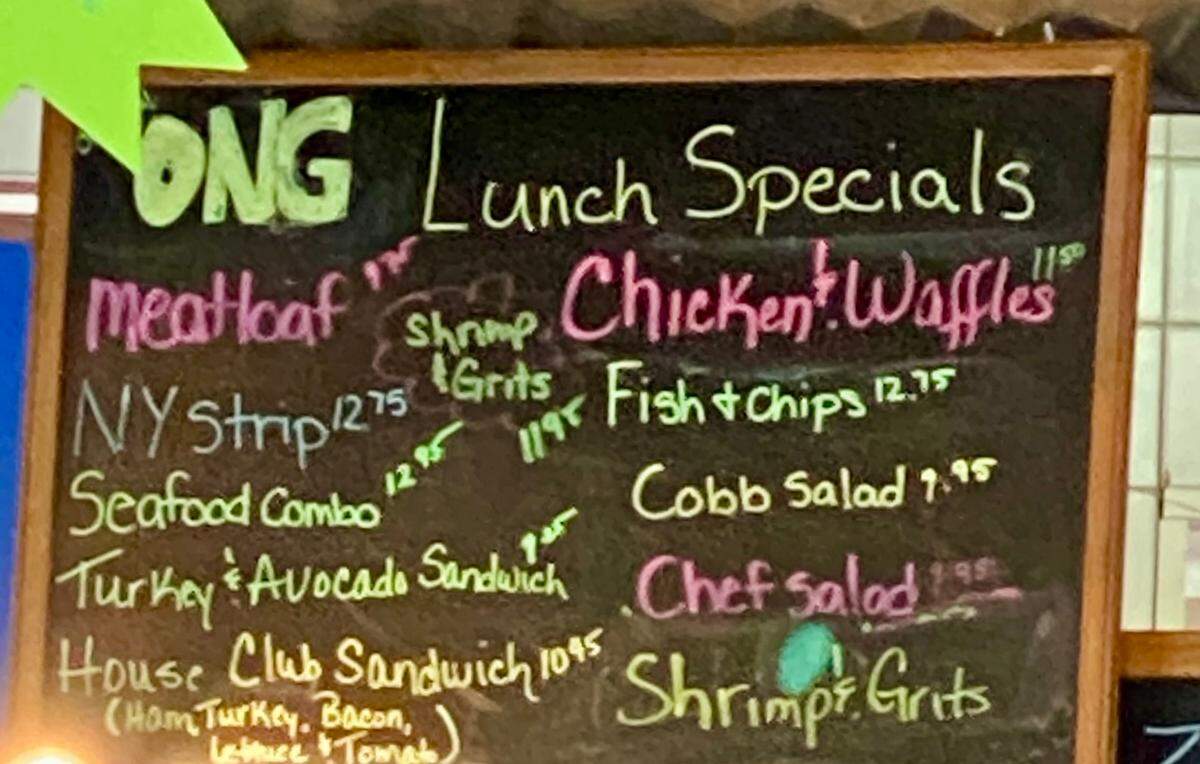 A typical day’s lunch menu April 6, 2021, at the Old Neighborhood Grill, open since 1997 in Park Place Village near the Fort Worth Zoo.