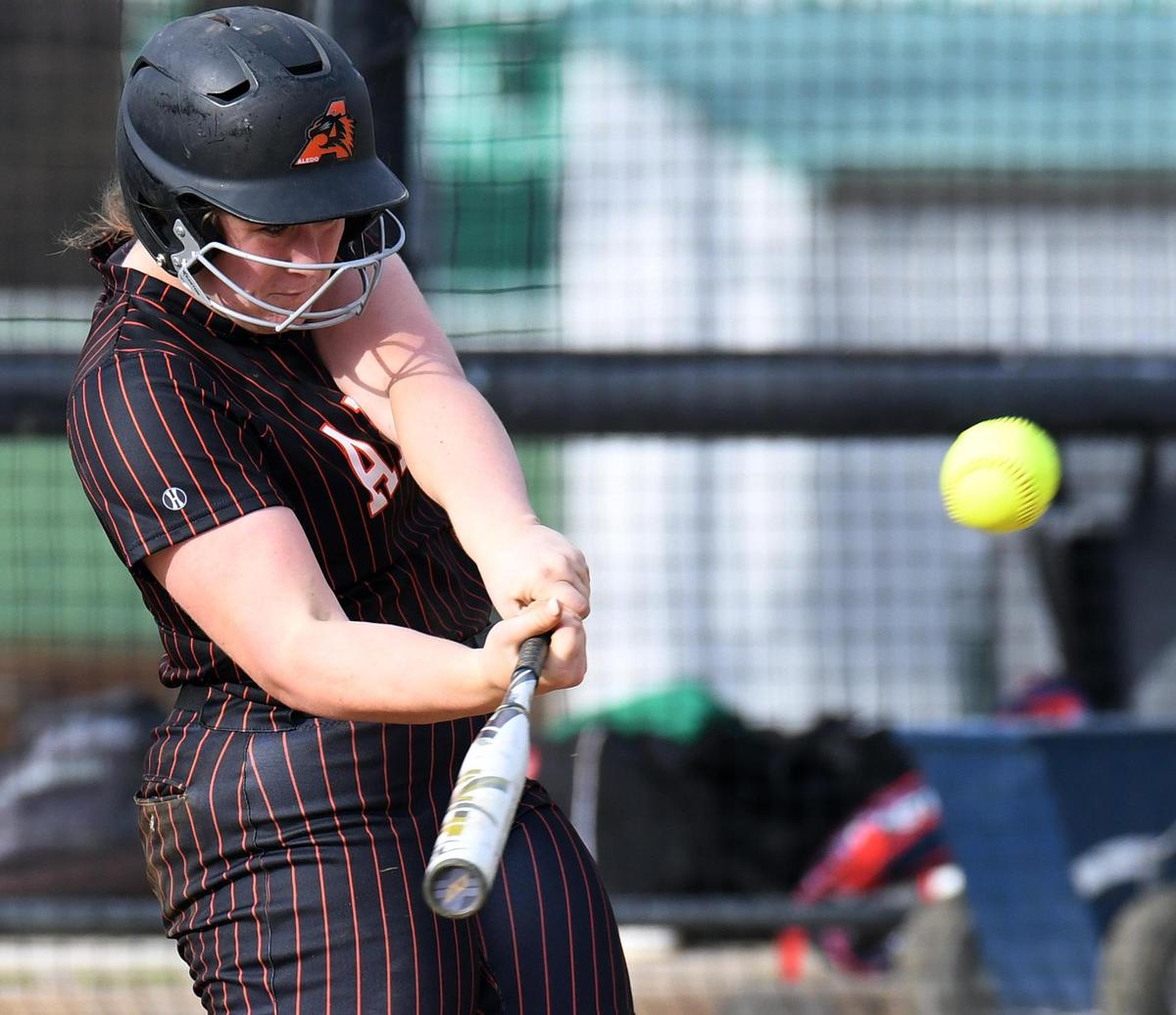 Aledo’s Madysen Boutwell hits a three run home run to take a 4-0 lead in the third inning of their Class 5-5A softball game against Azle, Tuesday March 16, 2021 at Azle High School in Azle, Texas. Aledo went on to win 4-0. Special/Bob Haynes