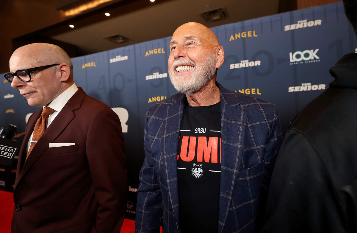 Mike Flynt walks the red carpet during the premiere of “The Senior” held on Monday, Sept. 8, 2025, at LOOK Dine-In Cinemas in Bedford. The movie is based on Flynt’s life and decision to return to Sul Ross State University to play football in his fifties.