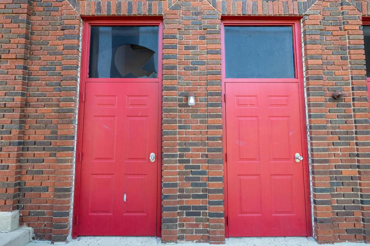 One of the vandalized doors at Mount Zion Baptist Church in Fort Worth on Tuesday, April 15, 2025.